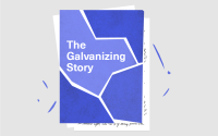 A blue, cracked booklet titled "The Galvanizing Story"